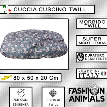 Овальне лежанка для тварин з велюру – м'яке ліжко для собак та котів. Лежанка з принтом Animalier, Made in Italy (для мопсів)