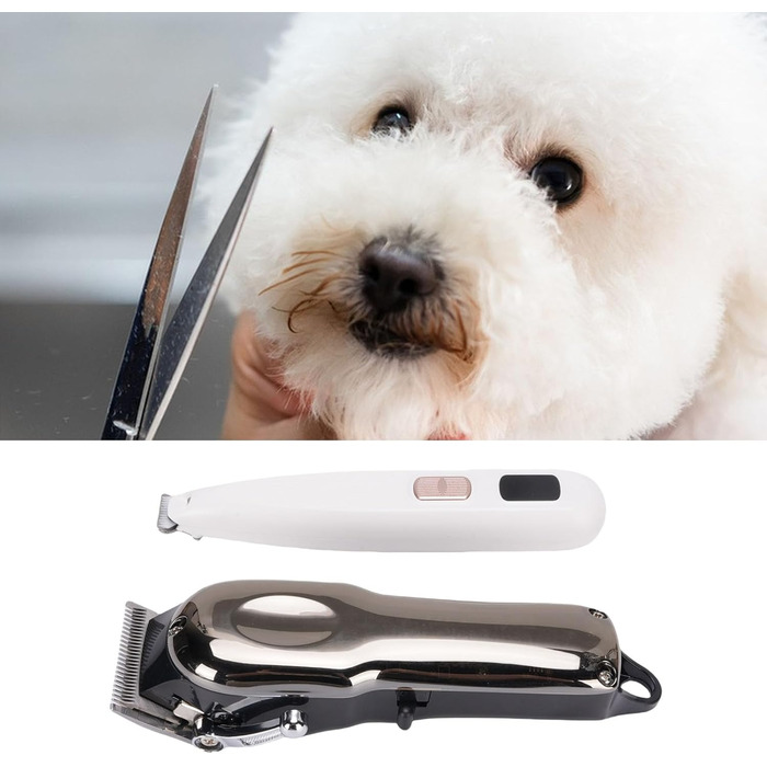 Набір для стрижки шерсті домашніх тварин 2-в-1 Fyearfly для котів та собак, безшумна машинка з LED-дисплеєм та 4 гребінцями