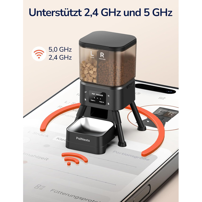 Автоматичний годівник для котів PalNests 4L з Wi-Fi, програмований таймер, керування через додаток, для котів та собак