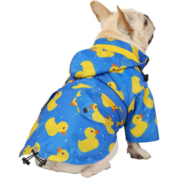 Дощовик для собак HDE, двошаровий, на блискавці, з капюшоном, розмір 3XL (M, блакитний)