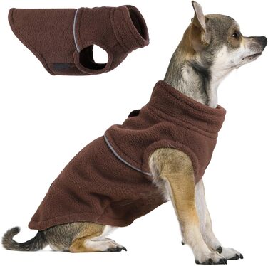 Тепла флісова жилетка для собак, пудель, дівчатка чи хлопчики, теплий пуловер, фліс, жилетка для цуценят, м'яка, еластична, тепла жилетка, одяг для домашніх тварин (Колір: Коричневий, Розмір: XXS) XX-Small Коричневий