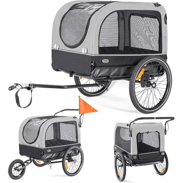 Причіп для собак CXWXC 2-в-1: велосипедний причіп та візок для собак з амортизаторами, сірий, вантажопідйомність 40 кг