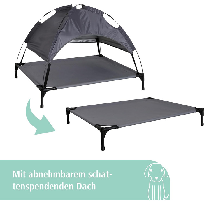 Лежанка для собак Kerbl Vacation Top, сіра, 105x86x75 см, знімний дах, зносостійка, для собак