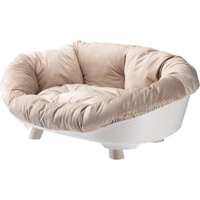 Підвищене ліжко для собак та котів Ferplast Throne, з бавовняним матрацом, біле, 61,5 x 45 x 26 см