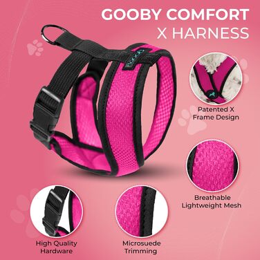 Нашийник для собак Gooby Comfort X для прогулянок та навчання, розмір L, рожевий, захист від задухи, для малих та середніх порід