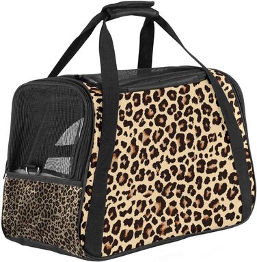 Сумка-переноска для тварин з леопардовим принтом, м'які стінки, для котів, собак, цуценят, зручна, портативна, складна, дозволена для авіаперельотів