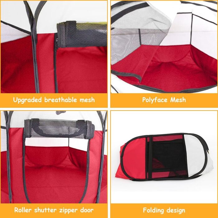 Клітка-загон для цуценят та тварин, 74x74x43 см, для собак, котів, кроликів та дрібних тварин, для використання в приміщенні та на вулиці (Рожева, Червона, Осінкова)