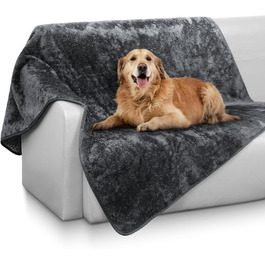 Водонепроникний килимок для собак 100x120 см - м'який, пухнастий, для собак середніх порід до 16 кг, чорно-білий, підходить для вулиці та дивану