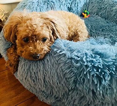 М'яке кругле ліжко-кошик для собак Antistress, плюшеве ліжко для домашніх тварин, зручне та миється, ліжко-кошик для собак малого, середнього та великого розміру (90*90см, 70*70см, блакитний)