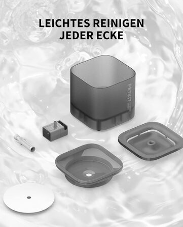 Фонтан-поїлка для котів та собак PETKIT CYBERTAIL, 1.85л, безшумний (25дБ) з LED-підсвіткою та бездротовим насосом, темно-сірий