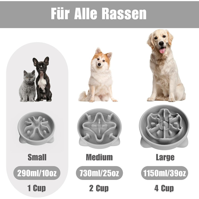 Миска для собак великих порід, антислизька, 27.1 см, сіра