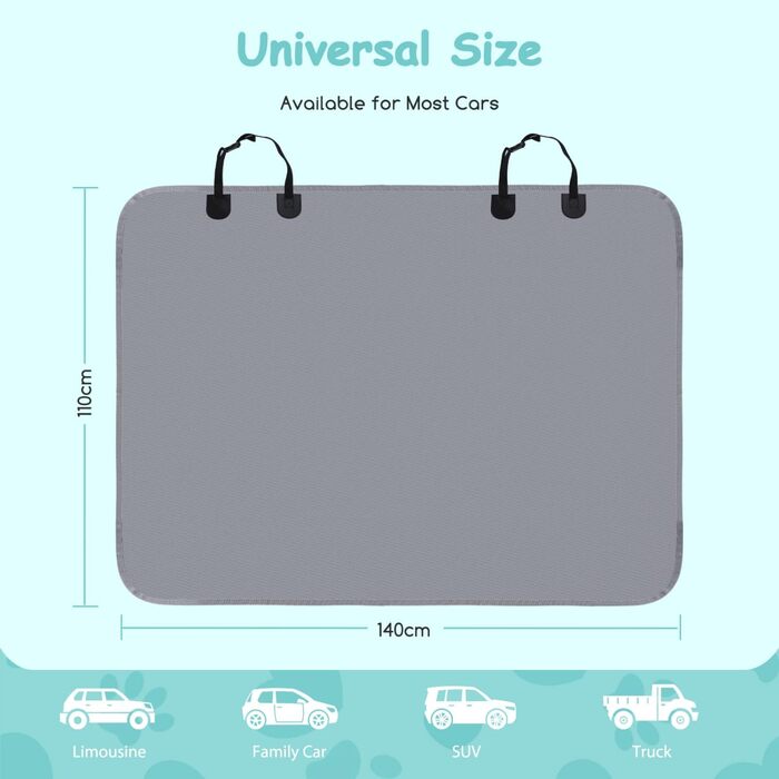 Чохли на сидіння для собак Nobleza: водонепроникні, зносостійкі, універсальні, 140x110 см (Сірий)