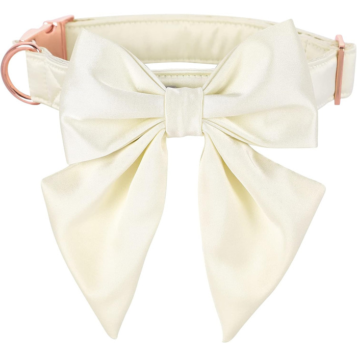 Нашийник для собак Lionet Paws з метеликом - зручний шовковий нашийник для маленьких собак, розмір 25-40 см. Білий комплект (1 шт.)