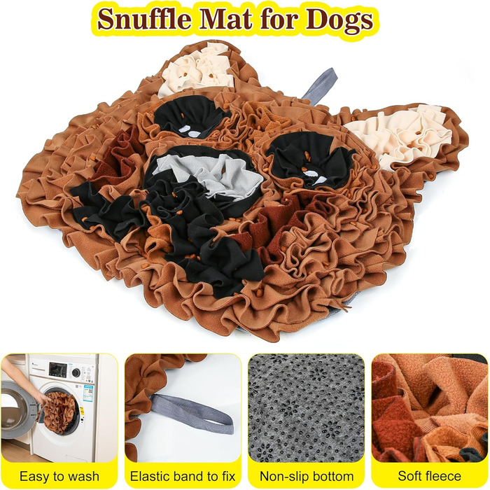 Килимок для собак, інтерактивна іграшка, килимок для повільного годування, ментальна стимуляція, розвиває навички пошуку, підходить для малих та середніх собак, колір коричневий