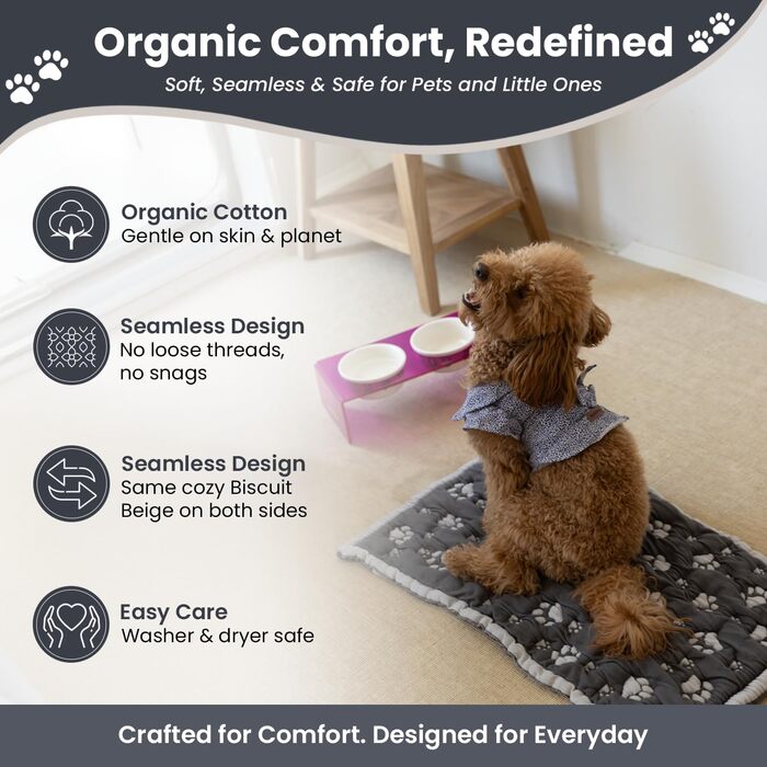 Килимок для собак та котів PetMat з органічної бавовни, двосторонній, безшовний, м'який 3D-в'язаний, 40.6 x 61 см, Charcoal Harbor Mist