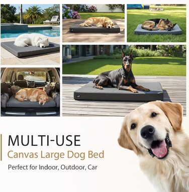 Ортопедичне собаче ліжко Sytopia з тканини для яхт для великих та середніх собак, підходить для дому та вулиці, водонепроникне та миється, знімний чохол, неслизьке дно, розмір 107 x 76 x 8 см, сірий колір