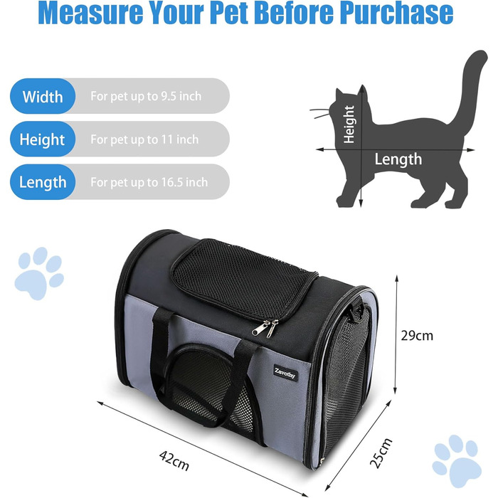 Транспортна сумка для котів та собак, дихаюча та складна, переноска для котів з регульованим плечовим ременем, знімна плюшева підстилка (Сірий, S)