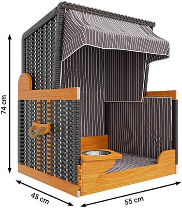 Клітка-лежанка для собак Outgarden з дерева, з водою/мискою та захисним чохлом, чорна з синьо-білими вставками, для малих собак