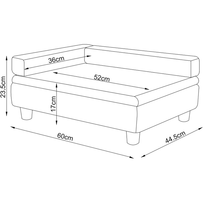 Ліжко для собак та котів en.casa Salkonssad з ящиком для зберігання, 60 x 45 x 24 см, блакитний велюр