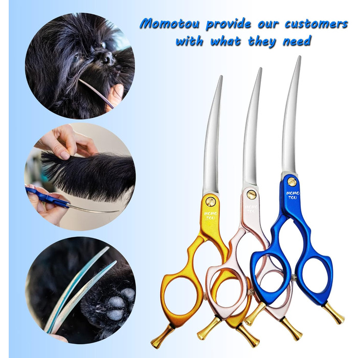 Професійна вигнута ножиця для грумінгу собак, 16,5 см, 440C сталь, для обличчя та лап