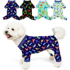 Піжама для собак Bienbee, 4 шт. Комплект, розмір M, динозаври, м'яка, дихаюча, зручна, для цуценят, дівчаток та хлопчиків