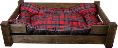 Гіркий корзина для собак Kistenkolli Altes Land Winston XL з дерева та подушкою, 100x60x25 см, вінтажний дизайн, колір палісандр (червоний)