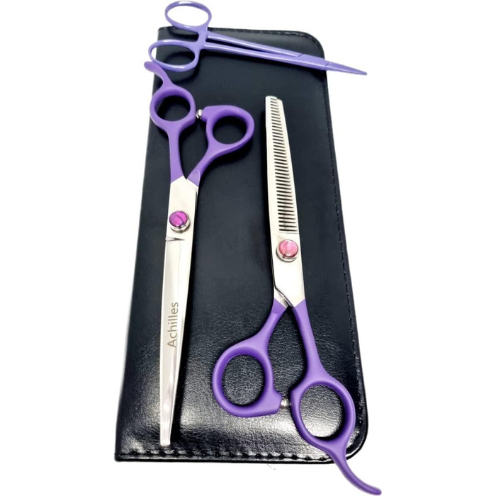 Набір ножиць для собак Achilles 7-частинний – догляд за шерстю, стрижка, Pruble & Silver 7 дюймів