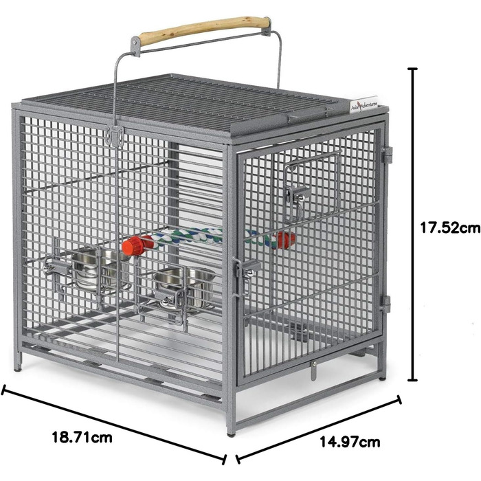 Клітка-переноска для птахів Midwest Homes for Pets Poquito, 48 x 39,5 x 60 см, з жердками та годівницями з нержавіючої сталі