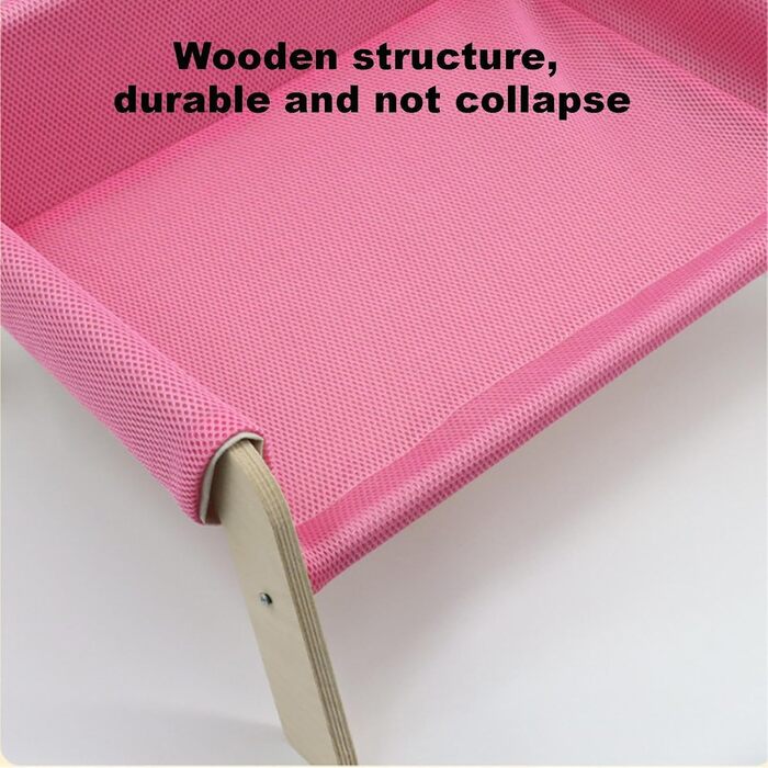 Підвищене ліжко для тварин з дерев'яним каркасом, софа для котів знімний чохол, стабільне підвищене ліжко для собак, софа для собак з дерев'яним каркасом, підвищене ліжко для собак маленьких порід, меблі для тварин з натурального дерева, рожевий колір