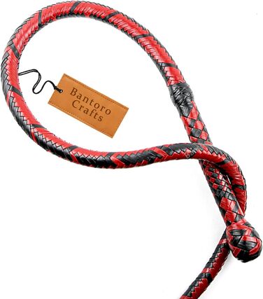 Чорна та червона батогом з кенгурячої шкіри, важка батогом для биків з 16 плетінням, плетений шкіряний корпус та шкіряна підкладка всередині, гучна, дзвінка батогом, Індіана Джонс, верховая їзда (10 футів (3 метри))