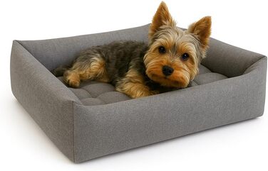 Водонепроникне ліжко для собак - ліжка для маленьких та великих собак - ліжко для собак з неслизьким дном - кошик для собак, корзинка для собак 65x55x16 сірий льон 65x55x16 сіре лляне полотно