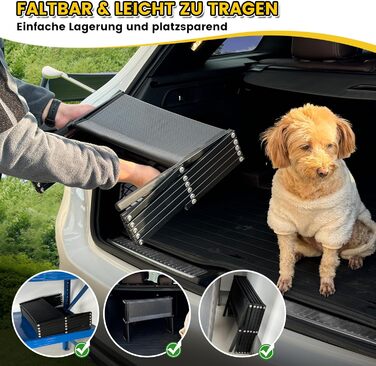 Сходинки для собак XARILK - 5-ступенева складана трепетка з алюмінію, до 110 кг, 44 см, для авто, позашляховиків, ліжок та вантажівок