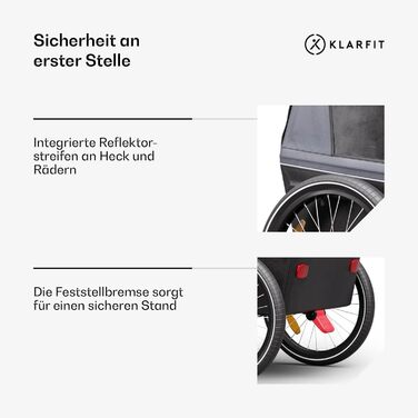 Klarfit GoKiddo: Дитячий велопричіп для 2 дітей - 2-в-1 (велопричіп та візок) з гальмами, ременями безпеки, регульованими сидіннями, 40 кг вантажопідйомністю, захистом від дощу та UV-променями, складаний, темно-сірий