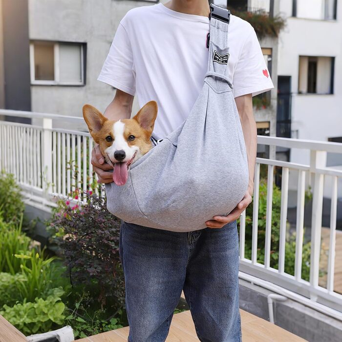 Сумка-переноска для собак Sertay, регульована, реверсивна, сірого кольору, для щоденних прогулянок та покупок