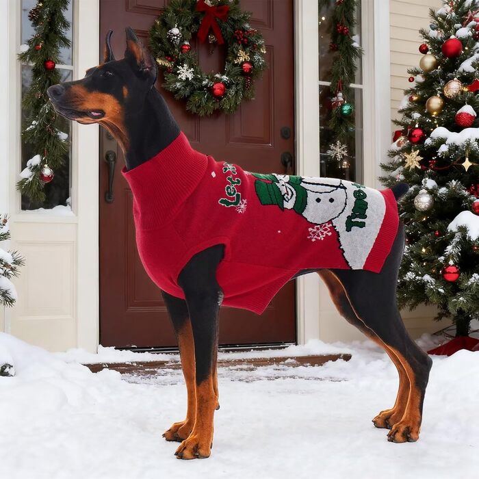 Світшот для собак IECOii з коміром-мотоциклом, флісовий пуловер, святковий пуловер на Різдво, в'язаний пуловер для собак на Хелловін, м'який пуловер для собак, зелений, червоний (XL)