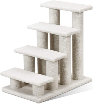 Сходинка для котів та собак GYMAX, 4 сходинки, 60,5 x 41 x 60,5 см, білий колір