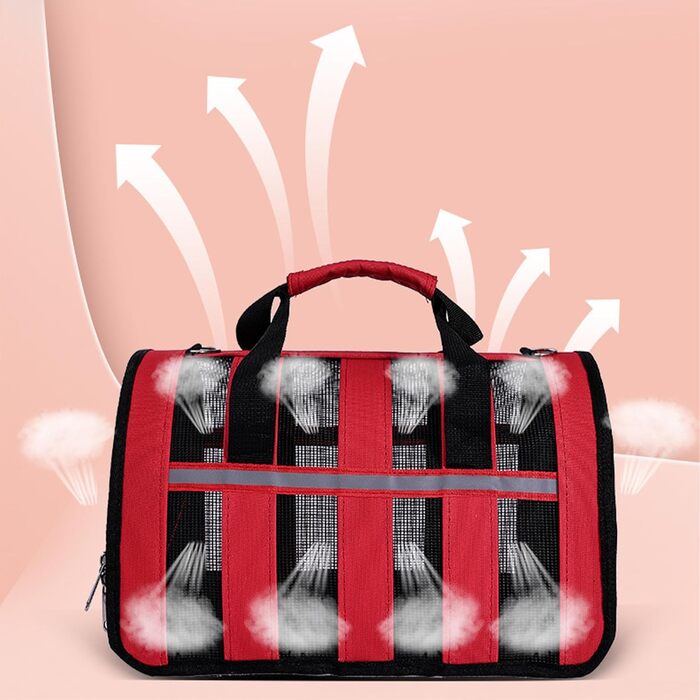 Транспортна сумка для кота/собаки MZSX, блакитна, до 4 кг, з дихаючою сіткою та світловідбиваючими смугами