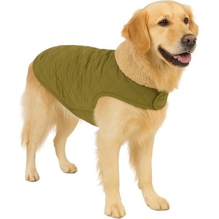 Теплий дощовик для собак Flamingo Bonnie – зелений, розмір 40, преміум якість, водонепроникний, для прання при 30°C, на липучці, з плюшевою підкладкою