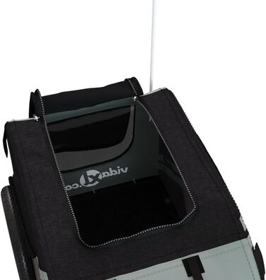 Фургон для собак VidaXL – переносний, з відбивачами та прапорцем, до 45 кг, Oxford-тканина, сірий (125 x 63 x 66 см)