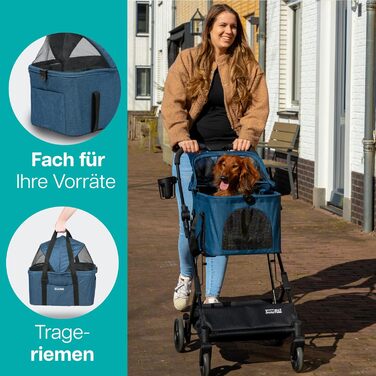 Візок для собак та котів Innopet 2-в-1 - компактний, складаний, з переноскою та підставкою для авто - до 20 кг