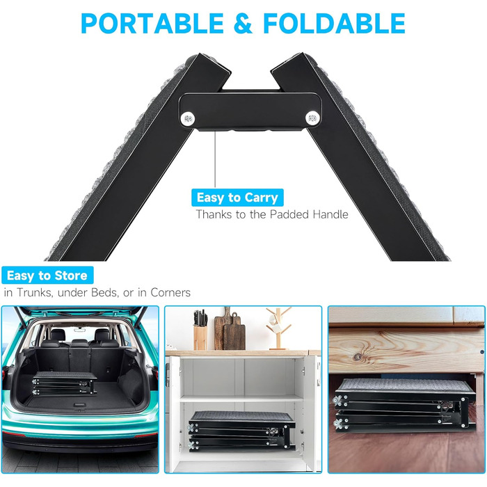 Східці для собак CO-Z, 170 см, розкладні, до 90 кг, з антиковзким покриттям, для всіх автомобілів