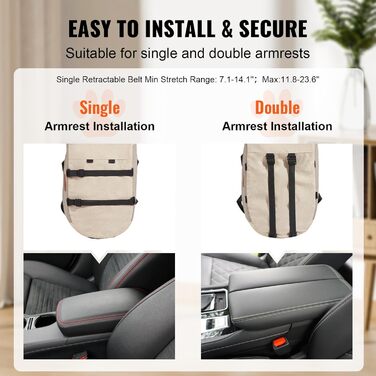 Автомобільне ліжко для собак VEVOR, водовідштовхувальне, з ручками та кишенею, безпечний поводок, наповнювач PP-бавовна (Світло-коричневе, Extra Small)