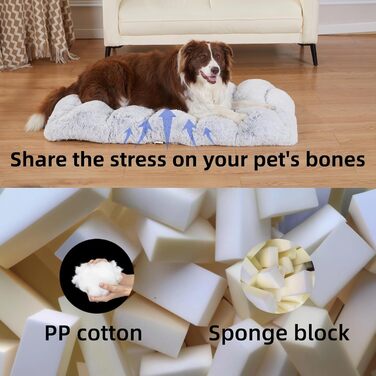 М'яка подушка для собак середніх порід, сірого кольору, 75x50x10 см, з неслизьким покриттям, знімна та пральна