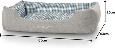 Ліжко для собак Knuffelwuff Lennard з велюру в клітинку, сіро-зелене, M-L, 85 x 63 см. Знімний, пральний чохол. Підходить для собак великих, середніх та маленьких порід.