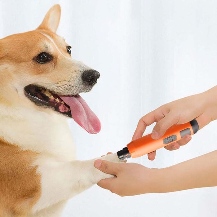 Електричний триммер для собак та котів, 5 швидкостей, акумуляторний, професійний, для догляду за кігтями, помаранчевий