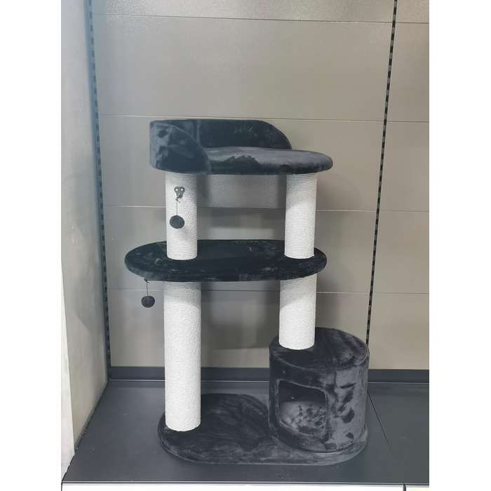 Дряпка для котів Flamingo – коричнева, 78 x 49,5 x 121 см – велика з платформами та прихованими місцями