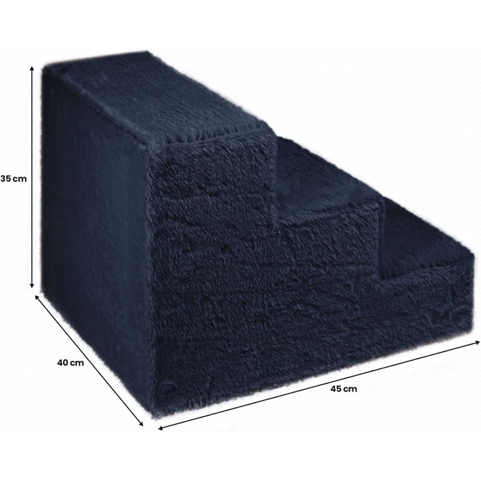 Сходинка для собак Mg Design - 3 сходинки, блакитний колір. Стабільна дерев'яна рама, захищає суглоби, легка та мобільна, для диванів та ліжок, підходить для собак та котів. Розміри: 40 x 45 x 35 см