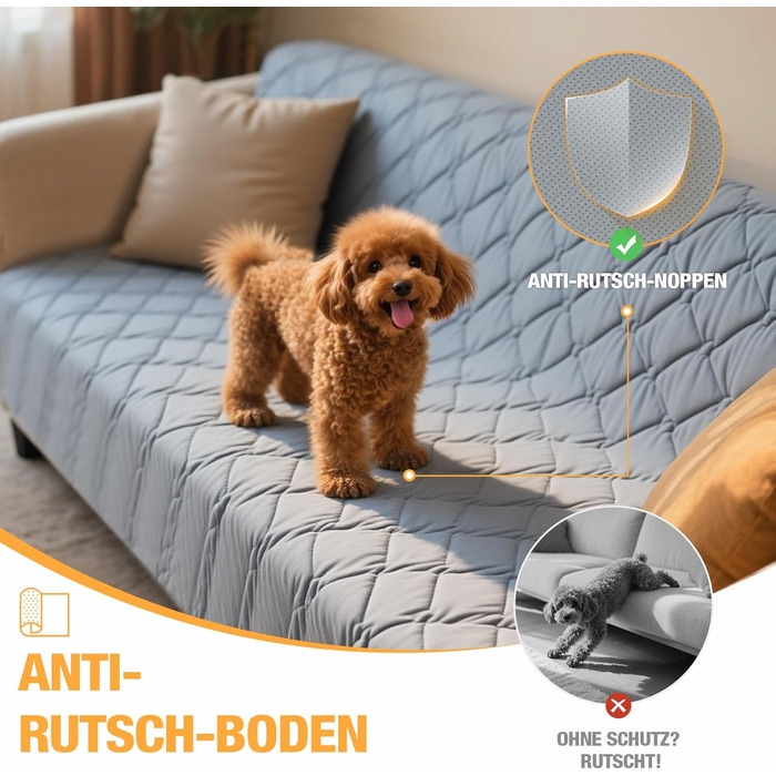 Водонепроникний килимок для собак Lekereise 157x208 см - 100% поглинання та захист від протікання, м'який, нековзний. Підходить для дивана, ліжка, авто. Легко прати. Для собак та котів (Сірий)