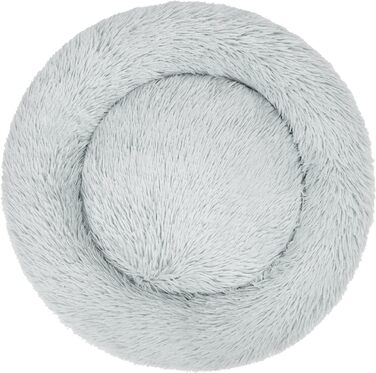 Кругле собаче ліжко Normani для великих та маленьких собак - ергономічна подушка-доннат - диванчик для собак з високим бортиком (Світло-сірий, 80x80x24 см)