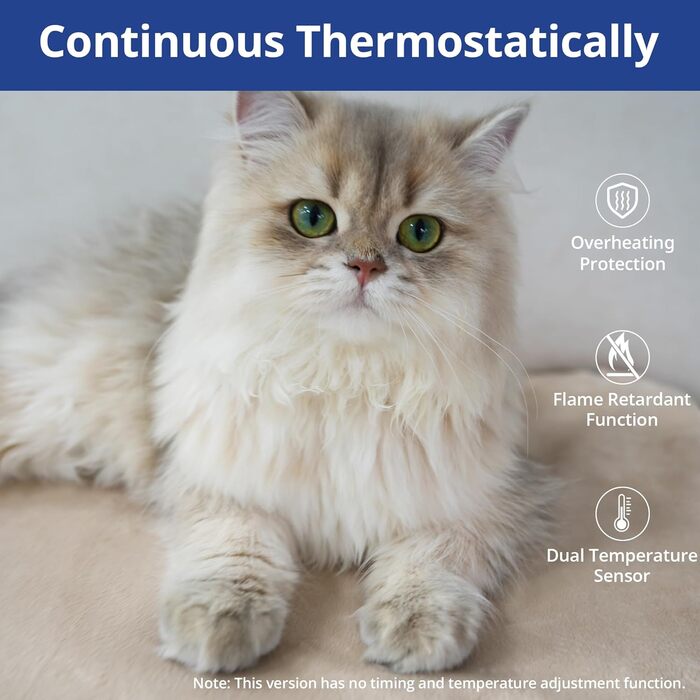 Кішечковий та собачий килимок NICREW з підігрівом 40x45 см, стабільна температура, антигризунковий кабель, хакі, 30 Вт